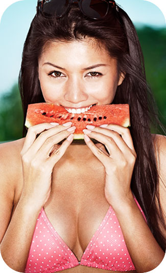 Woman with watermelon